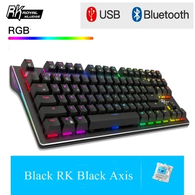 Royal Kludge RK G87 двойной режим Bluetooth беспроводной/USB Проводная RGB подсветка перезаряжаемая Механическая игровая клавиатура RK Axis - Цвет: Золотой