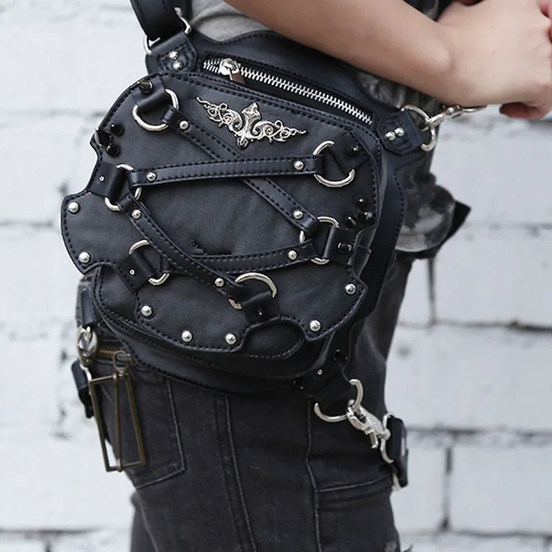 

Unisex PU Leather Waist Pack Leg Bag Motorcycle Rider Punk Rock Top Quality Messenger Shoulder Crossbody Drop Thigh Fanny Bags