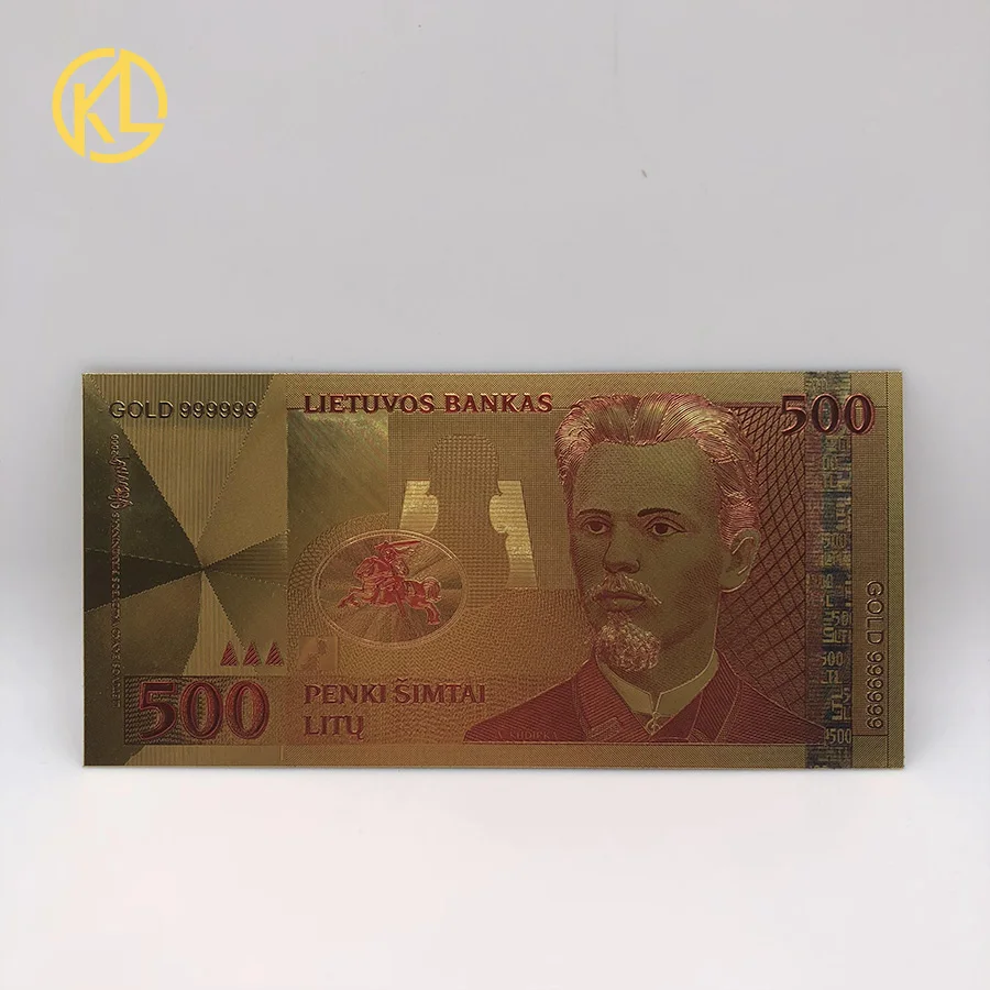 Валюта Литовская Республика банкнота покрытая 500 золотым 99.9% чистое золото банкнота торговля