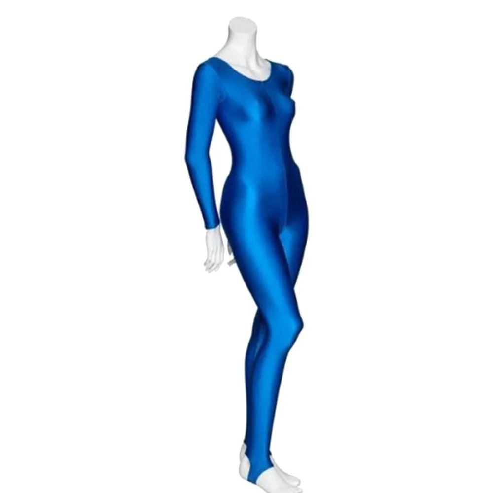 Speerise Women Shiny Long Sleeve Dance Unitard Stirrup Adults Spandex Gymnastics Black Full Body Dancewear Catsuits Girl -Zentai shop online