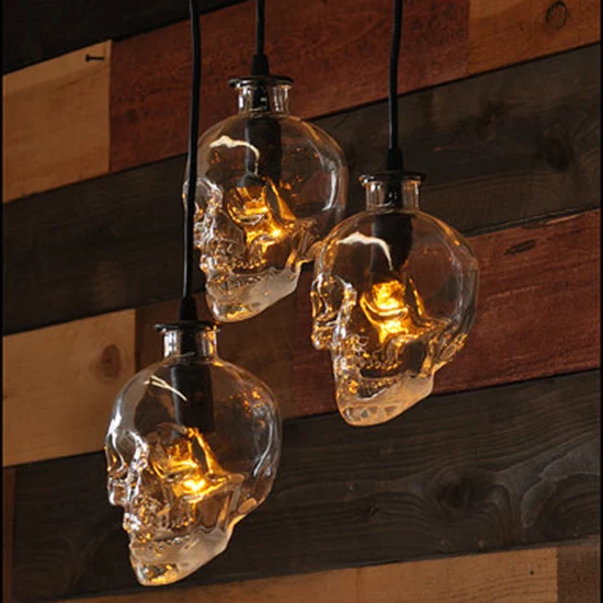 Loft Vintage Skull Glass Bottle Totenkopf Lampe Pendant Light Fixtures Lamparas Lamp Hanglamp Bar Lampada Bottiglia | Освещение