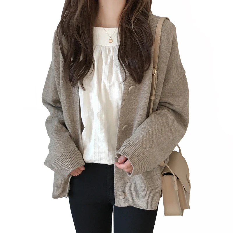 Fashion Women V neck Cardigan Knit Knitwear Casual Crochet