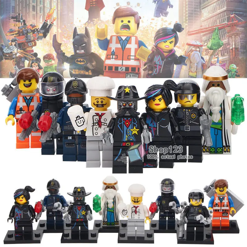 

Single Sale Movie Wyldstyle Emmet Robo Swat Sheriff Not-A-Robot Vitruvius Gordon Zala Figures Building Blocks Kids Toys