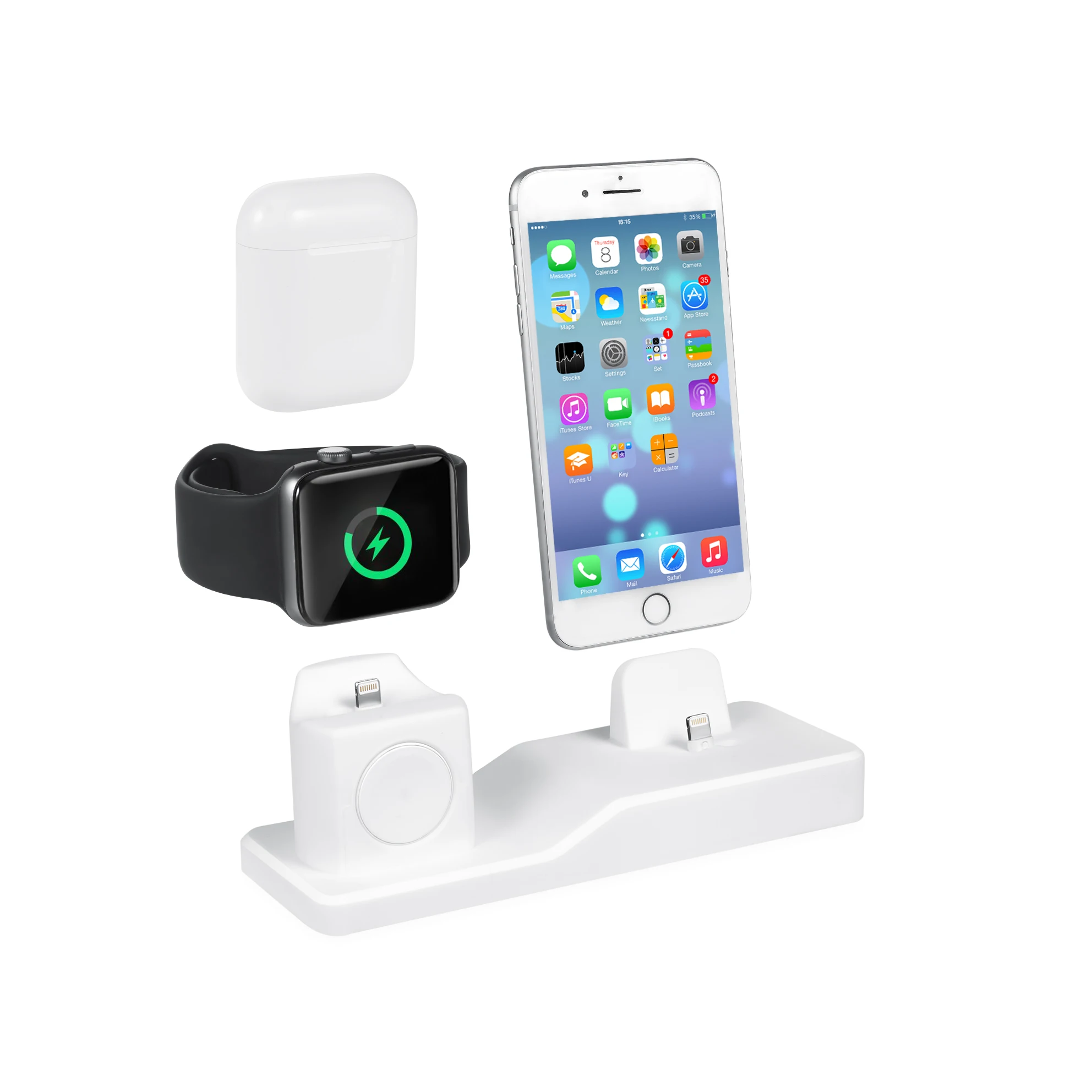 3 in 1 Charging Dock Holder For Iphone X XS Iphone 8 Iphone 7 Iphone 6 Silicone charger stand Dock Station Apple watch Airpods