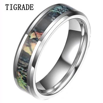 

TIGRADE 6/8mm Camouflage Tungsten Men Rings Forest Scenery Hunting Wedding Men's Band Fashion Jewelry Unisex Rings Unique