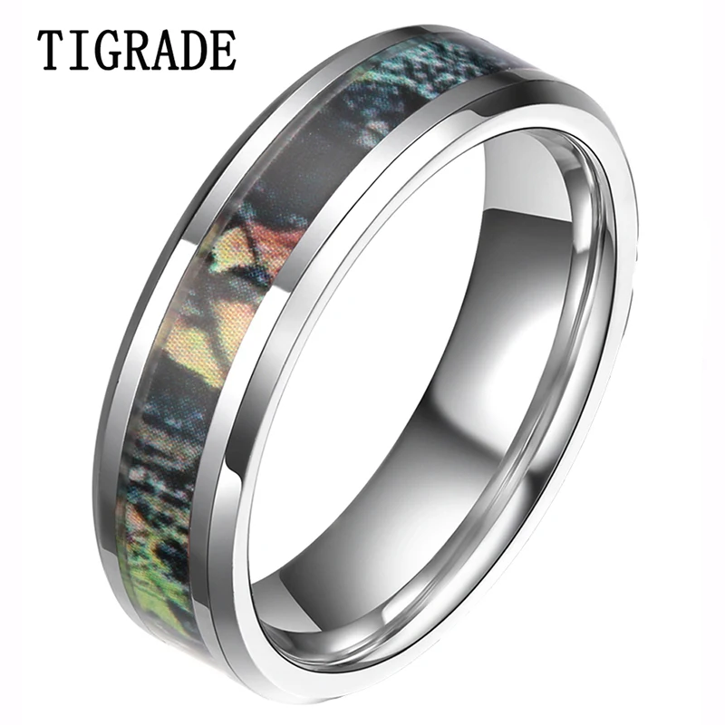 tigrade 6mm 8mm camouflage tungsten ring camo summer tree leaves mens hunting wedding band fashion jewelry - Wedding Rings Camo tigrade 6mm 8mm camouflage tungsten ring camo summer tree leaves mens hunting wedding band fashion jewelry - Wedding Rings Camo
