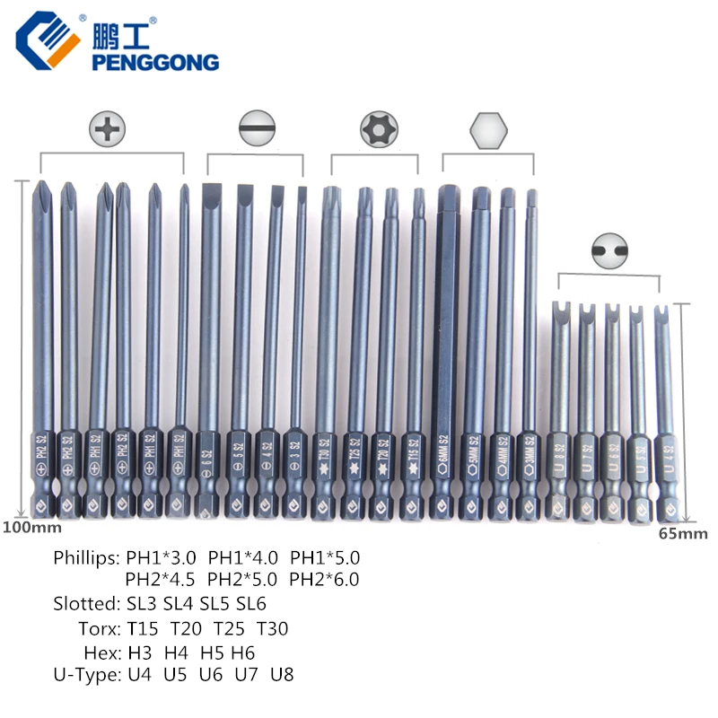 PENGGONG 36 шт. торцевые отвертки Биты Phillips Torx удлинитель бар намагничиватель размагничиватель с пластиковой коробкой