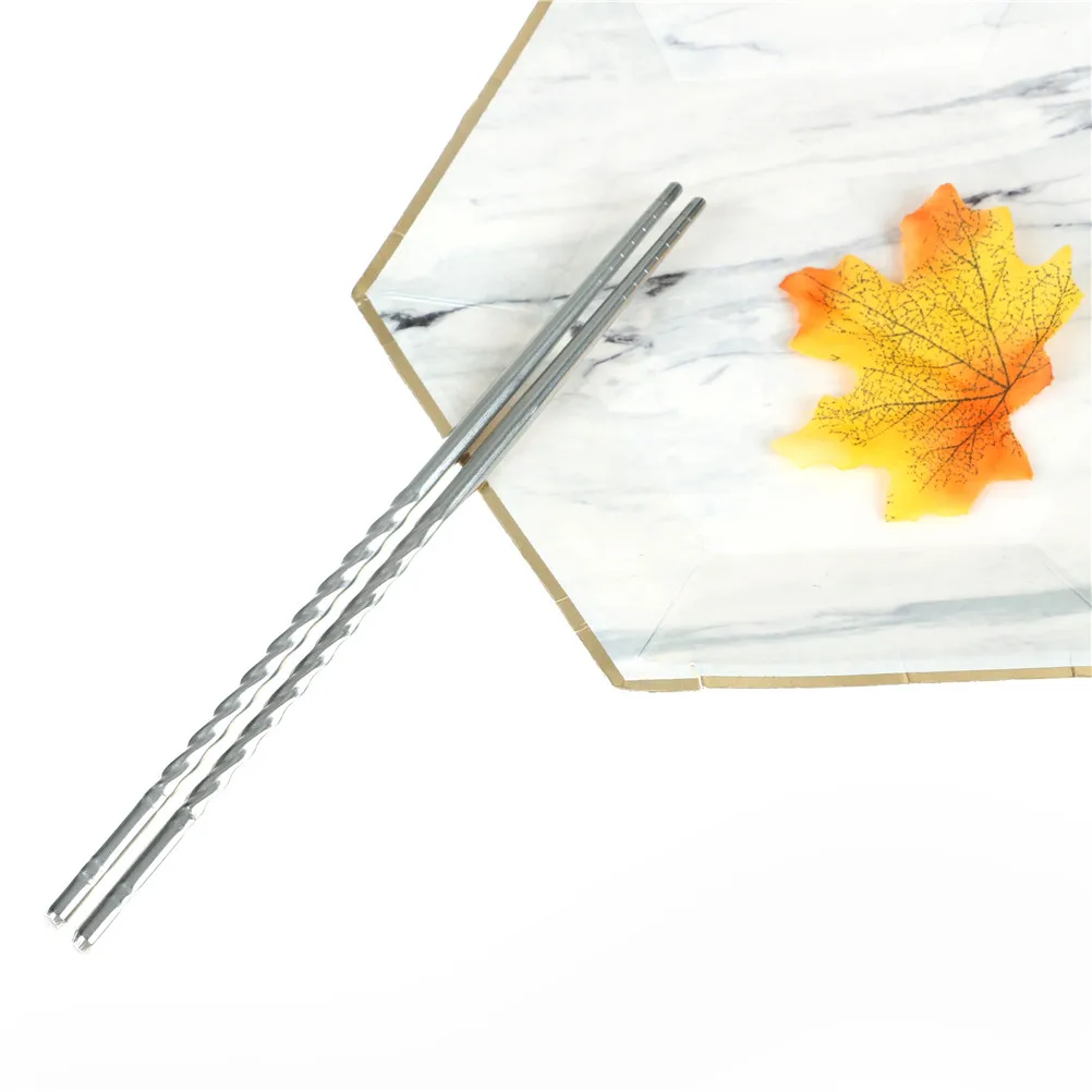 

1 Pair Stainless Steel Chopsticks Chinese Reusable Non-Slip Sushi Chop Sticks