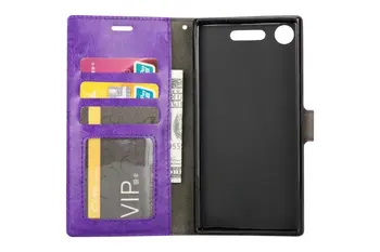 

10pcs/lot free shipping Crazy Horse Wallet Leather stand Case For sony xperia XZ1/XZ1 compact With Photo Frame Card Slots
