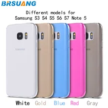 200 шт/партия ультра тонкий мягкий чехол для мобильного телефона полупрозрачный цветной защитный чехол для samsung S3 S4 S5 S6 S7 Note 5