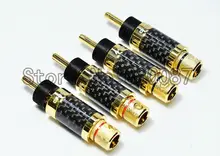 Free shipping 4PCS Speaker Cable Banana Plug Copper Gold Plated Carbon Fiber Terminal Connector