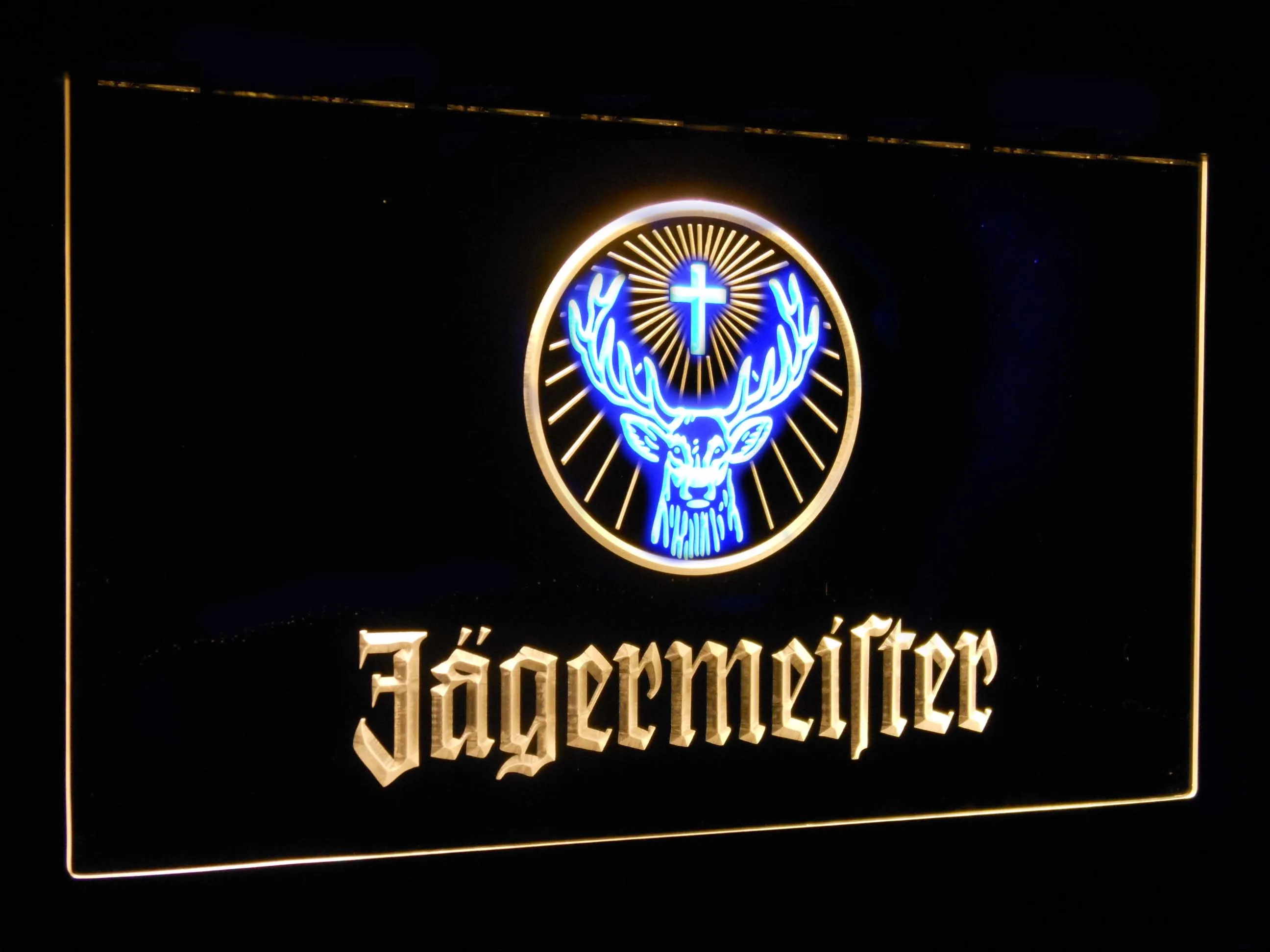 Jagermeister голова оленя двойной цвет светодиодный неоновый знак st6-a0288 - Цвет: Blue and Yellow