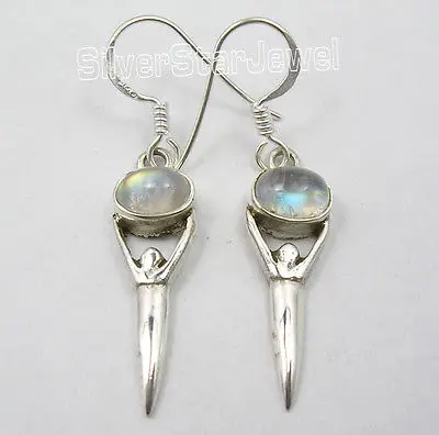 Chanti International радужные серьги богини лунного камня 3 9 см Новинка|rainbow moonstone earrings|silver