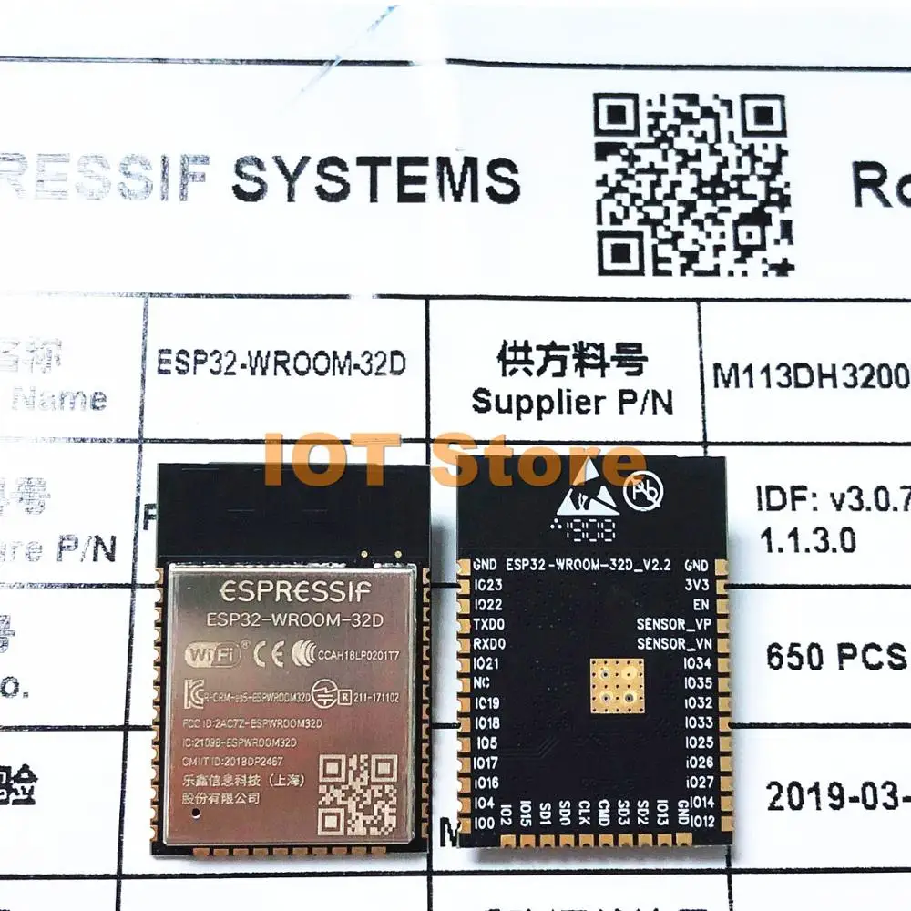 US $125.00 50PCS ESP32WROOM32D WiFiBTBLE ESP32 Module 32Mbits 4MB Flash Memory Espressif Original better RF perfermance