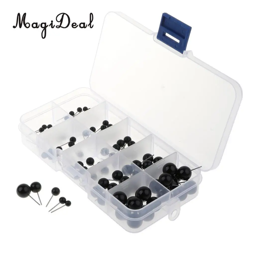 100 Pieces 4mm, 5mm, 6mm, 8mm, 10mm  Safety Round Eyes for Bear Plush Puppet Doll DIY Making Sewing Supplies