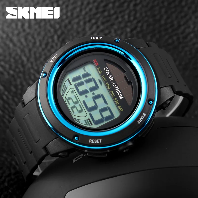 SKMEI бренд солнечной энергии мужские электронные спортивные часы Открытый военный светодиодный Часы Цифровые кварцевые наручные часы Relogio Masculino