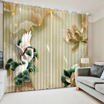 

3D Window Curtain Dinosaur print Luxury Blackout For Living Room marble louts flower curtains
