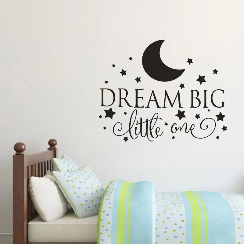 Dream Big Little One Наклейка-цитата на стену, стикер на стену детской спальни художественный декор, Детская Настенная Наклейка настенные наклейки со звездами 2632