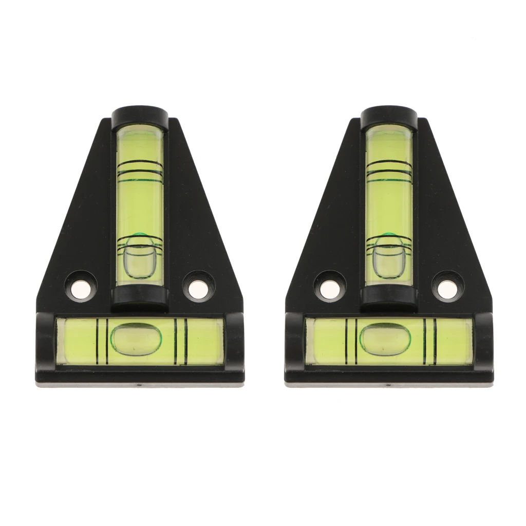 2 pack Plastic T Type Mini Bubble Spirit Level Measuring Device Lightweight DIY Tool Triangular Indicator For RV