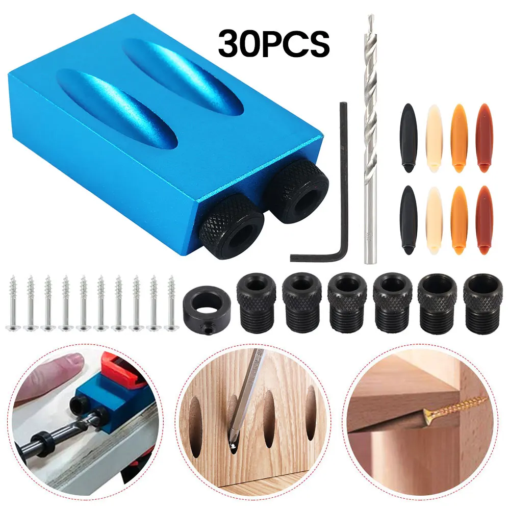 Woodworking Pocket Hole Jig Kit 6/8/10mm Angle Drill Guide Set Hole Puncher Locator Jig Drill Bit Set For DIY Carpentry Tools Woodworking Pocket Hole Jig Kit 6/8/10mm Angle Drill Guide Set Hole Puncher Locator Jig Drill Bit Set For DIY Carpentry Tools