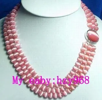 

3 Rows Pink Opal Necklace