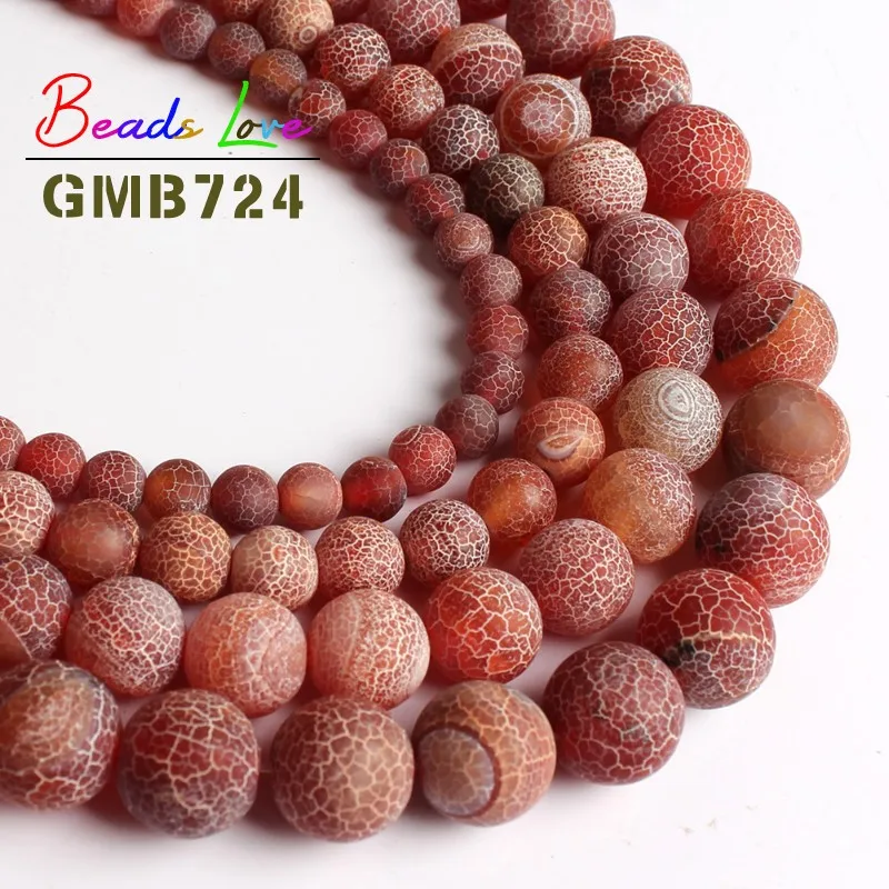 

Natural Red Frost Spider Web Agates Stone Round Loose Beads for Jewelry Making 6/8/10/12mm DIY Bracelet Necklace 15 Inches