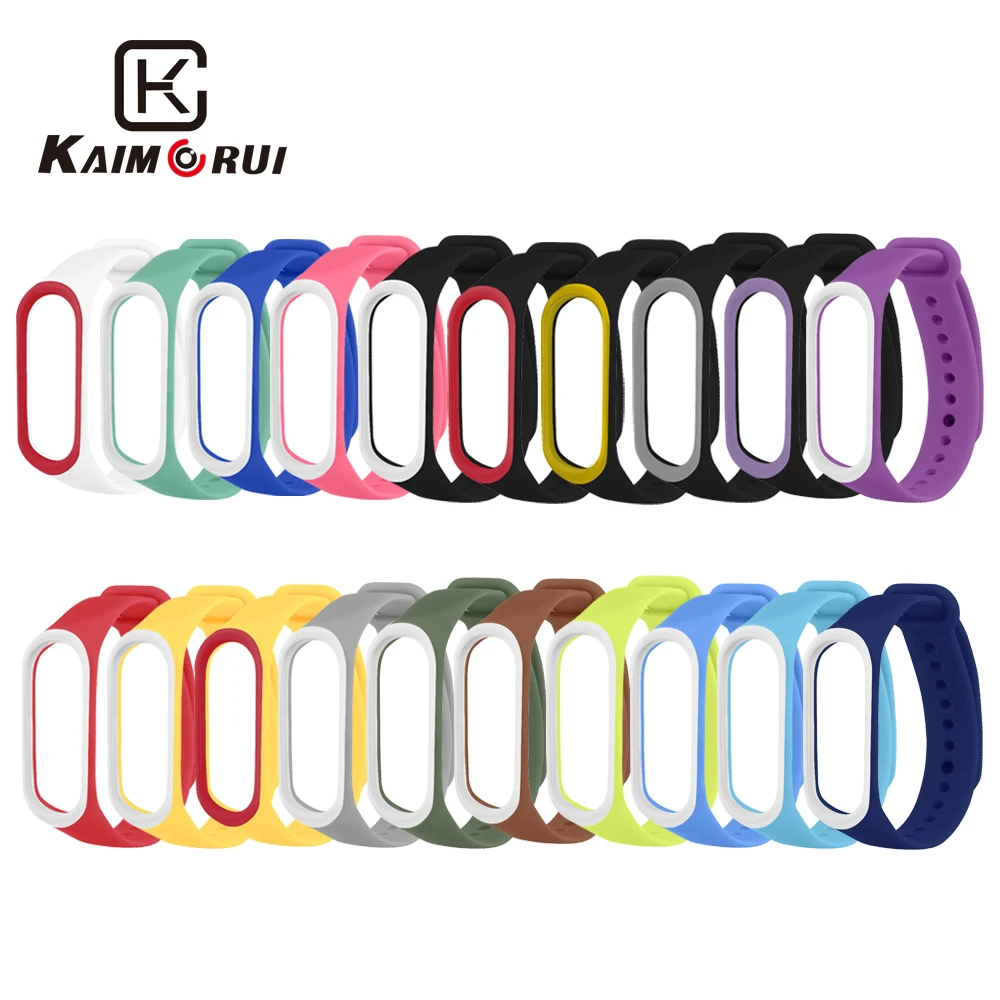 Ремешок для смарт-браслета Xiaomi Mi Band 3 4 силиконовый двухцветный | Электроника