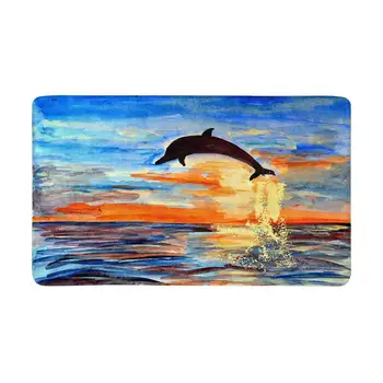 

Dolphin Jumps Out Sea Indoor Doormat Large Non Slip Front Entrance Door Mat Rug