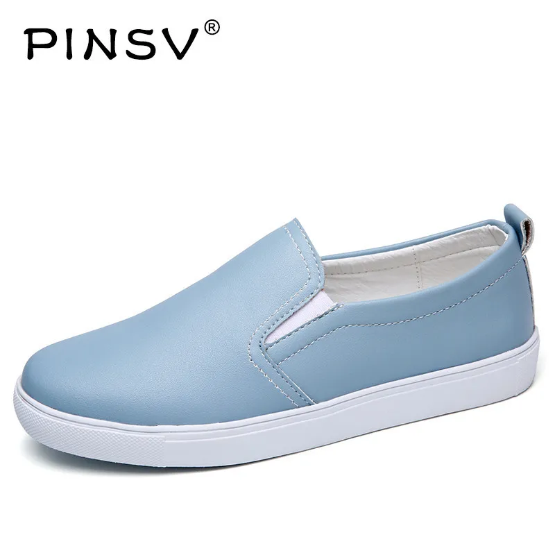 

PINSV Brand Women Leather Loafers Breathable Flat Women Shoes High-Quality Slip-On Casual Shoes Zapatos Mujer Big Size 35-41