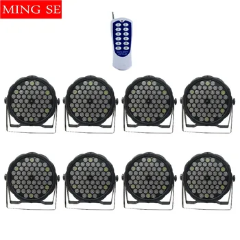 

8Pcs/lots l 54X3W RGBW LED Par Light LED PAR DMX512 controller led lights with 2pcs Remote control disco lights DJ equipment