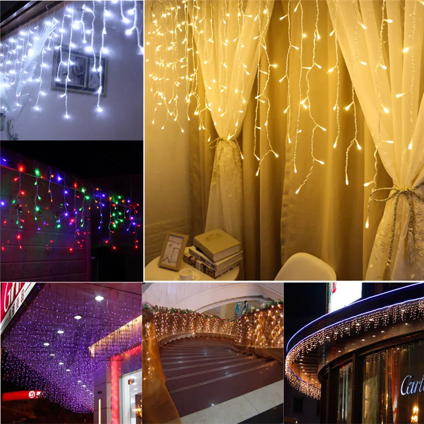 Рождественская гирлянда, светодиодный оконный занавес, сосулька, гирлянда, сказочный светильник, Свадебная вечеринка, Рождественский Декор, светильник