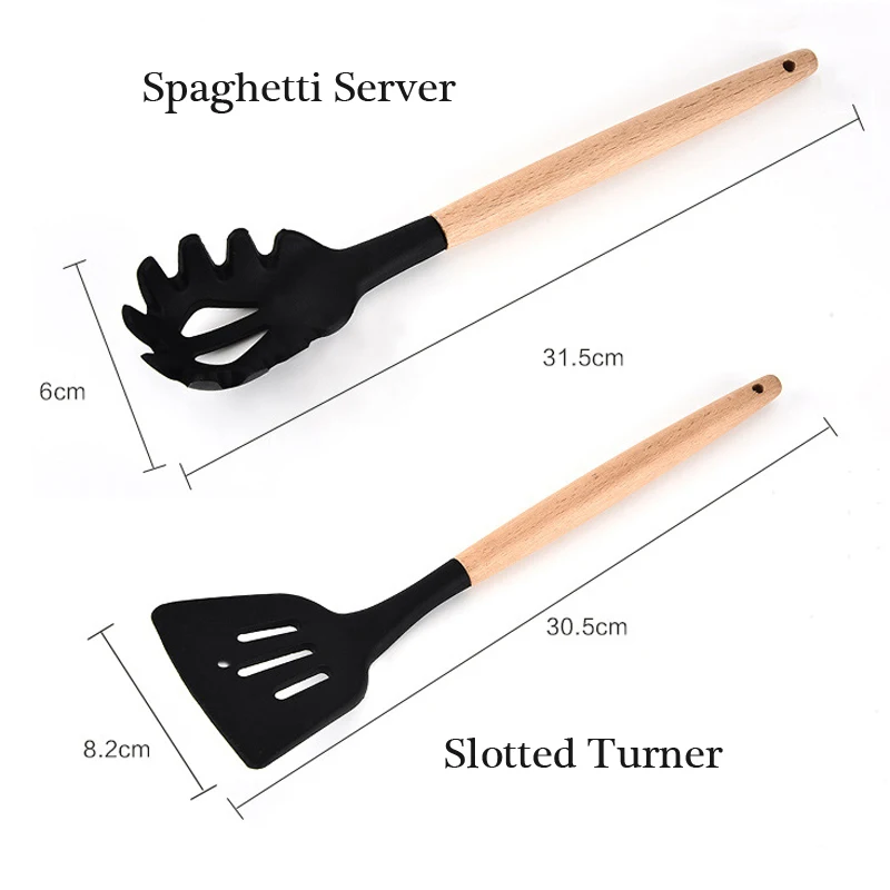 New 5Pcs/Set Silicon Kitchen Cooking Tool Set With Wooden Handle Heat Resistant Turner Soup Ladle Spoon Set Cooking Accessories New 5Pcs/Set Silicon Kitchen Cooking Tool Set With Wooden Handle Heat Resistant Turner Soup Ladle Spoon Set Cooking Accessories