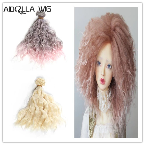 

Aidolla Fashion DIY 15*100cm Mini Tresses Curly Wigs High-Temperature Material Straight Hair Wig For BJD Doll Accessories