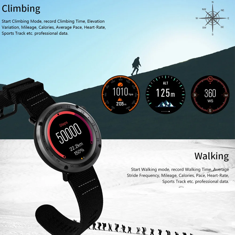 Senbono L19 gps Спорт smart watch Поддержка фитнес трекер компас высота сердечный ритм IP67