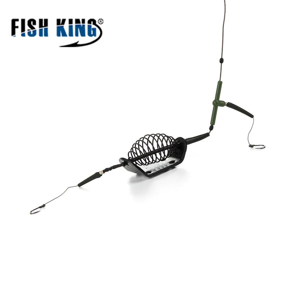FISH KING рыболовная клетка для приманки 20 г-80 г Рыбная приманка медная ловушка держатель корзины-кормушки с крючками Карп рыболовные снасти инструмент