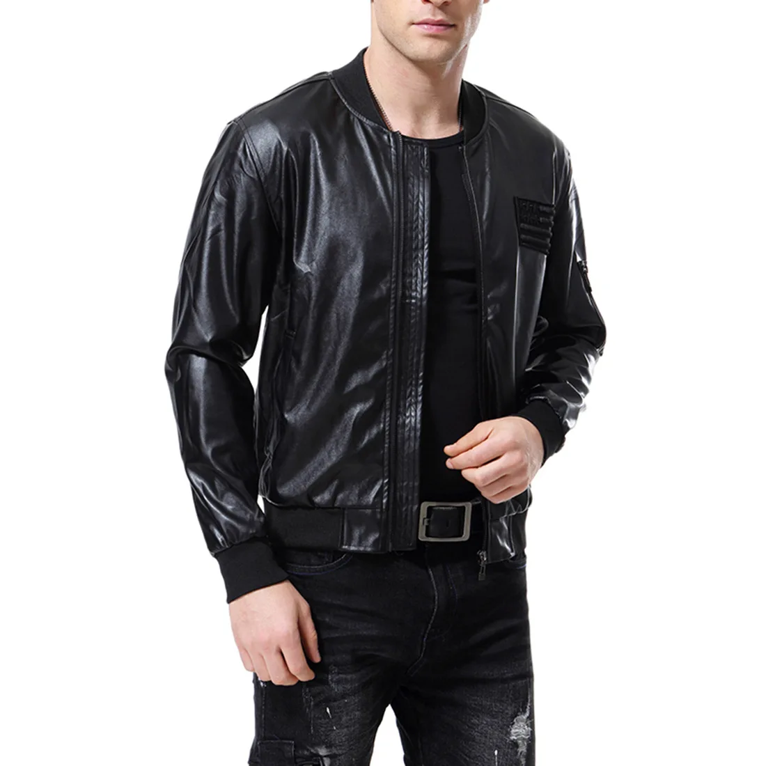 2019 New European And American Men's Autumn Large Size Jacket Washed PU Leather Youth Leather Jacket A001