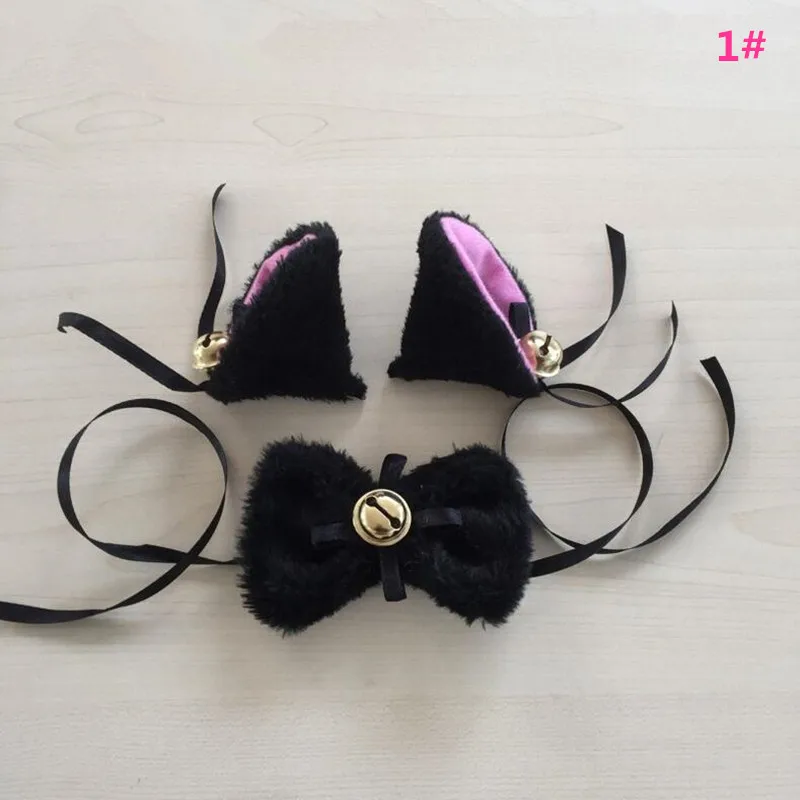 Cosplay&ware Cartoon Cat Fox Ear Bell Headband Bow Neckwear Maid Anime Cosplay Fancy Dress Set Women Girls Party Props Costume -Zentai shop online