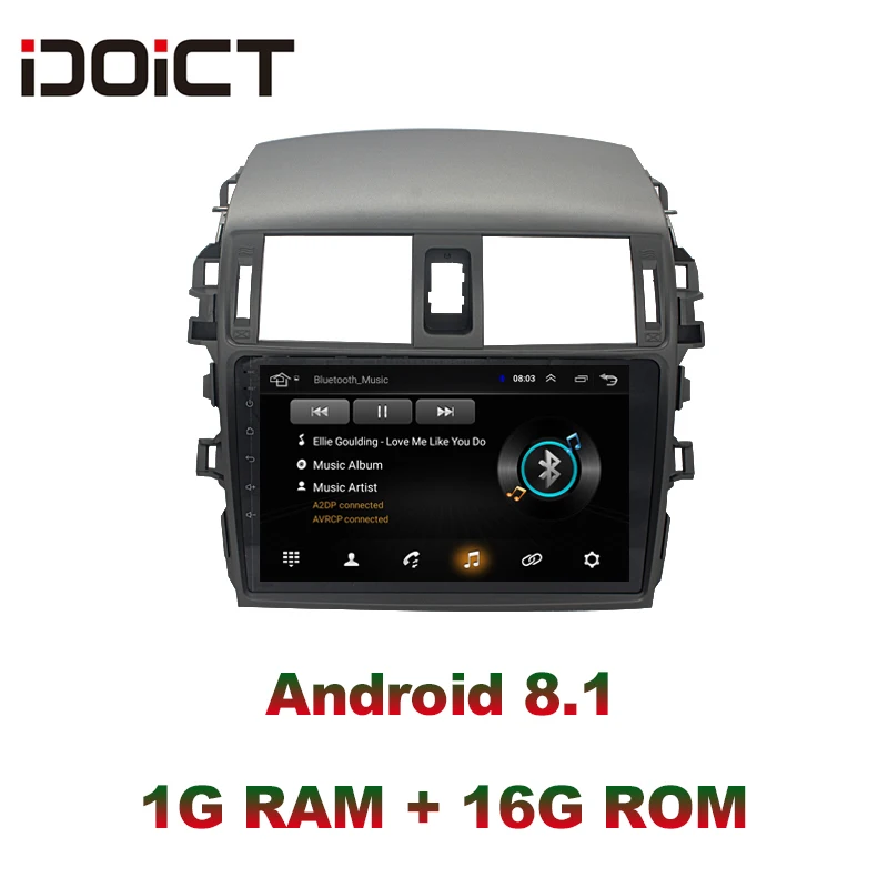 

IDOICT Android 8.1 Car DVD Player GPS Navigation Multimedia For Toyota Corolla Radio 2008-2013 car stereo Bluetooth