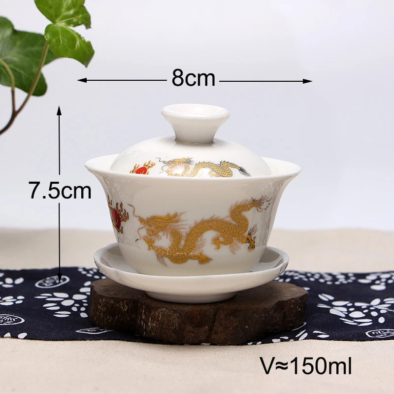 Высококачественный чайный сервиз gai wan из костяного фарфора Dehua gaiwan для