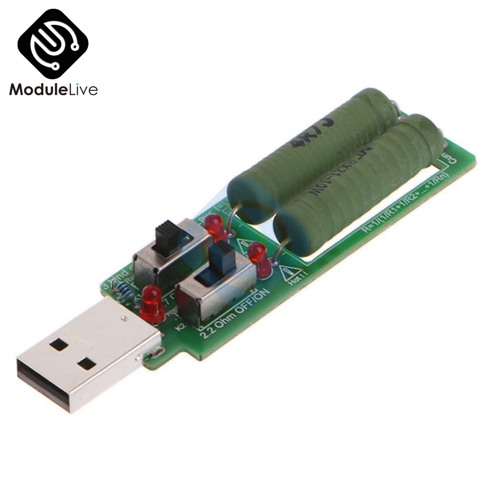 

USB DC Electronic Load Resistor Adjustable Switch 3V 5V 1A Current 2A 3A Battery Capacity Discharge Voltage Tester Resistance