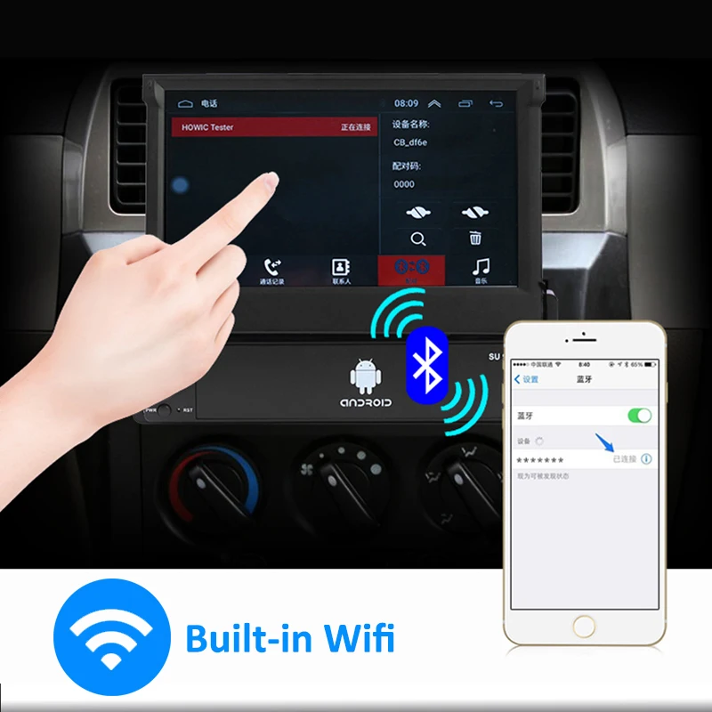 Top 1 Din Android Car Radio GPS Navigation Mirror Link Bluetooth Wifi USB TF 7" Retractable Multimedia Player Head Unit PHYEE 9701 3