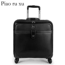 Piaoruxu 16/20 дюймов мужские из натуральной кожи ручной Багаж кабины дорожные сумки на колесиках