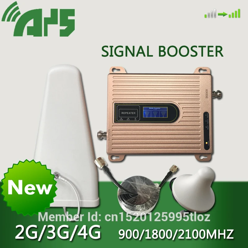 900 1800 2100 mhz Cell Phone Booster GSM DCS WCDMA Tri Band Mobile Signal Amplifier 2g