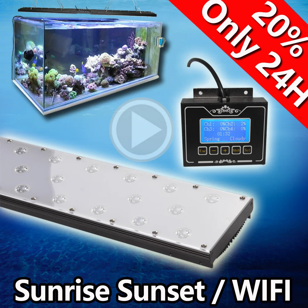 24" 36" 48" 72" 96" smart marine aquarium led lighting, coral reef