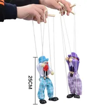 Классические игрушки в винтажном стиле, 25 см, игрушки для малышей, куклы-клоуны на пальцах, деревянная марионетка, кукла для совместного занятия