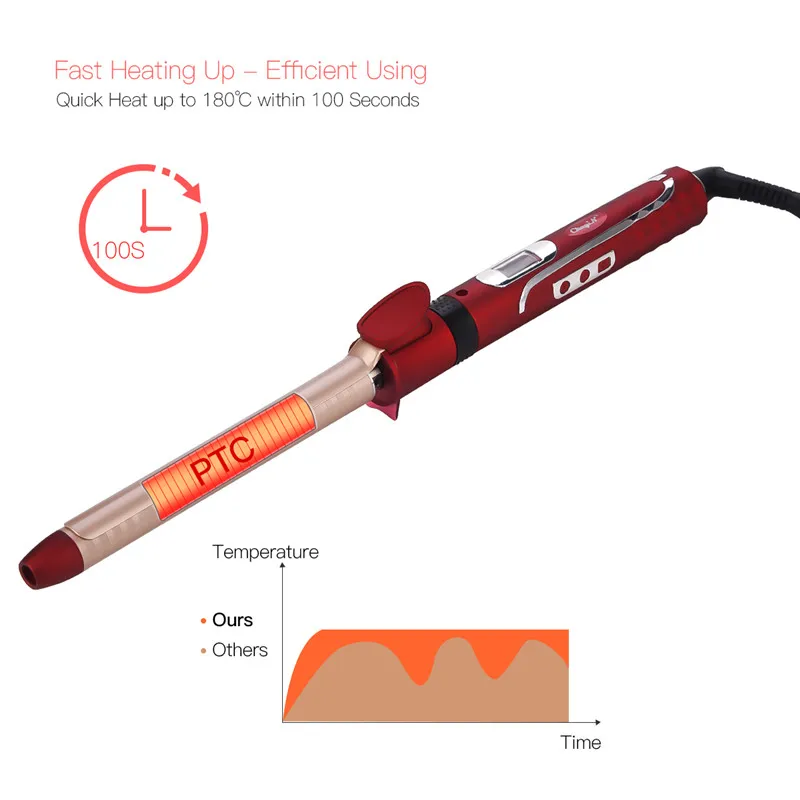 19 мм профессиональные бигуди для волос ЖК-дисплей, щипцы для завивки керамический утюжок, палочка для завивки, регулировка температуры