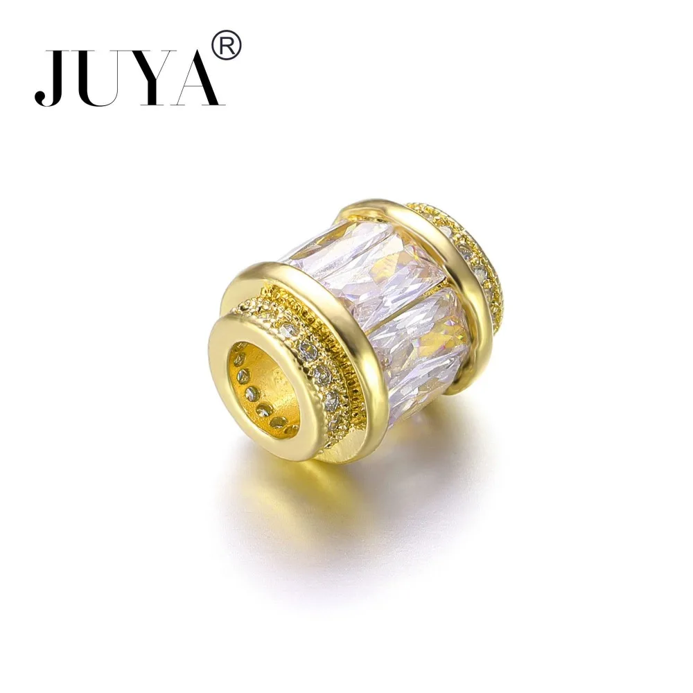 

Luxury Crystal Beads For Jewelry Making Copper Metal Gold Silver Color Large Hole European Bead Fit Charm DIY Bracelet Necklaces