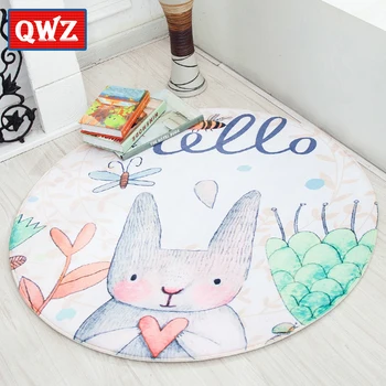 

QWZ Cartoon Animals Soft Round Decorative Carpet Pad Baby Child Kid's Play Crawling Non-slip Mat Play Mat Toy Christmas Gifts
