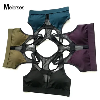 

Women Sports Bra Fitness Home Yoga Bra Breathable Running Vest Mesh Patchwork Workout Tank Top 2020 New Yoga Top Sport Bra