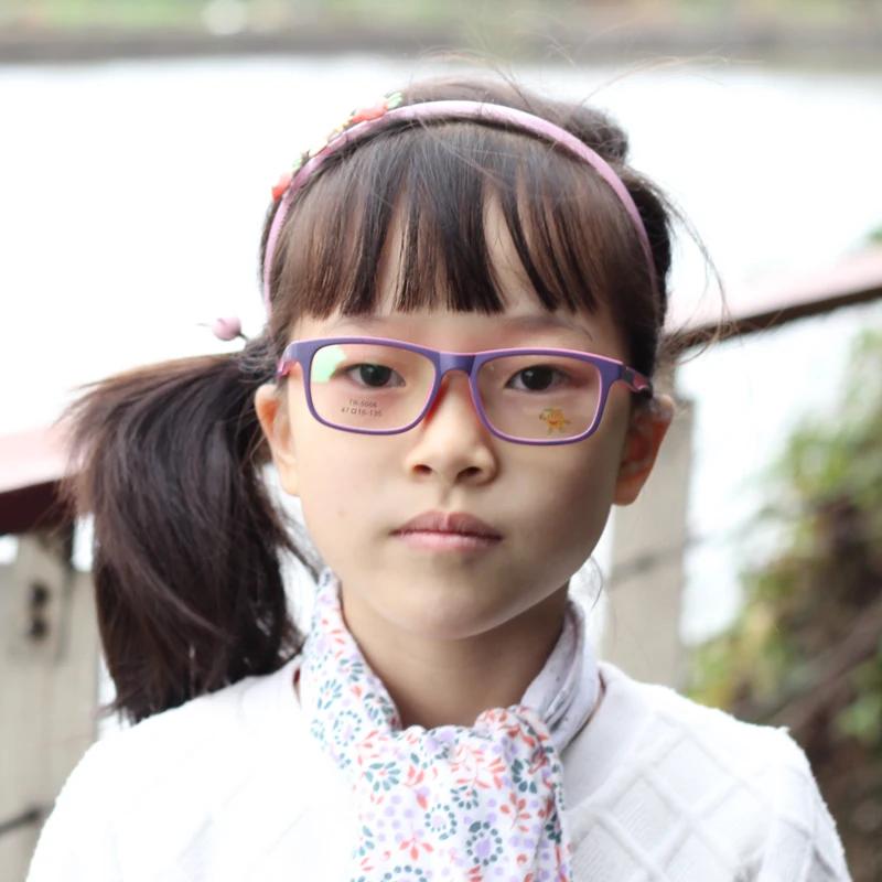 

Kids Eyeglasses Children Unbreakable TR90 Glasses Frame Optical Prescription Eyewear Frames Girls Boys Purple Patchwork Glasses